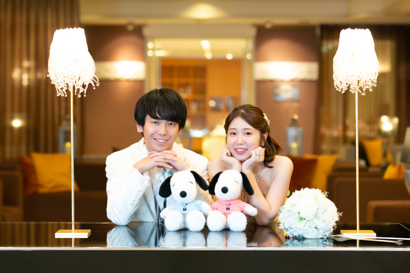 スヌーピーの前で