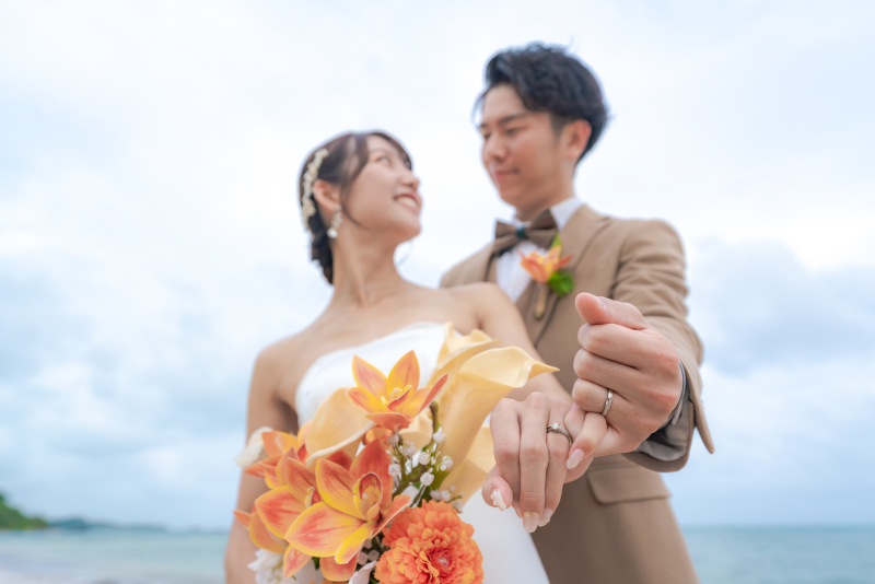 ブーケと指輪を主役に