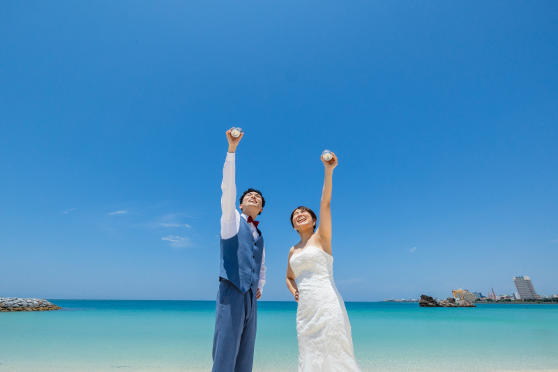 青空の元、ビールで乾杯！