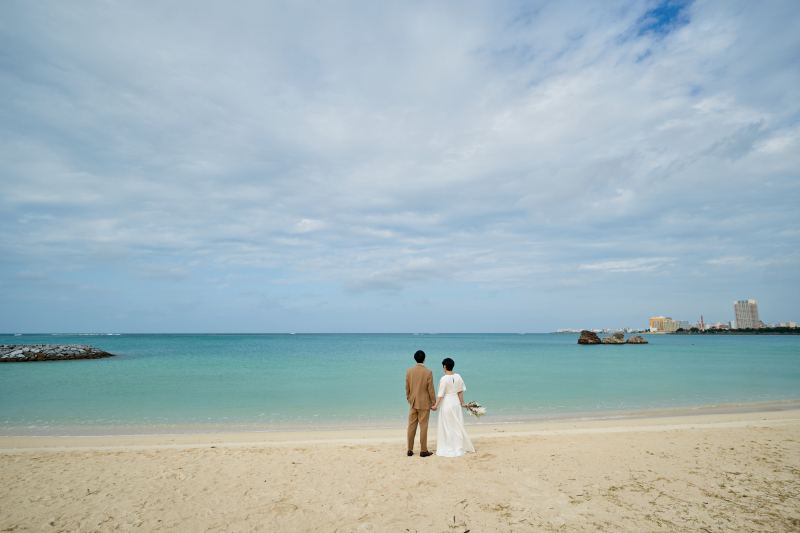 美しい海にてビーチ撮影