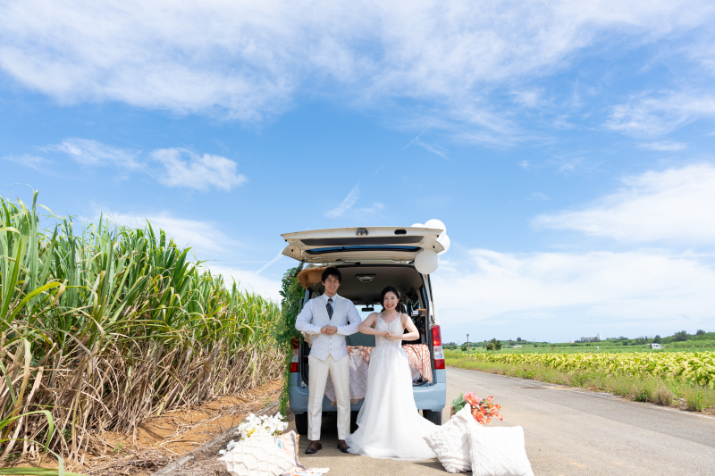 サトウキビ畑に囲まれながら