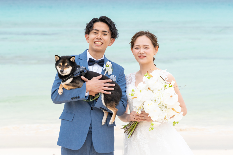愛犬との家族写真