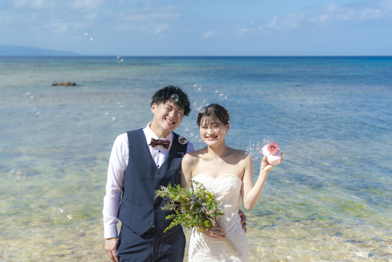 シャボン玉で可愛らしく