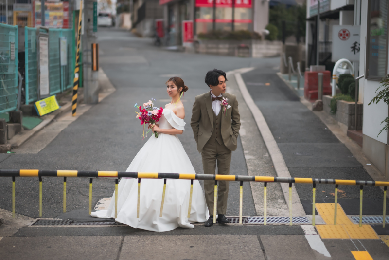 【南大阪*堺東商店街】洋装×ロケーションフォト◆衣装・ヘアメイク・ブーケ・全データ付き