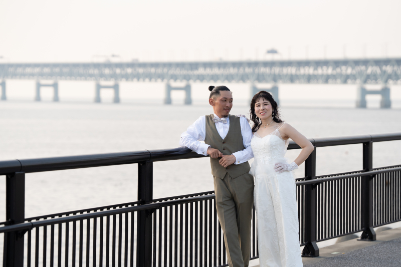 【りんくうタウン】ドレス&タキシード×ロケーション撮影60分◆衣装・ヘアメイク・ブーケ・全データ付き