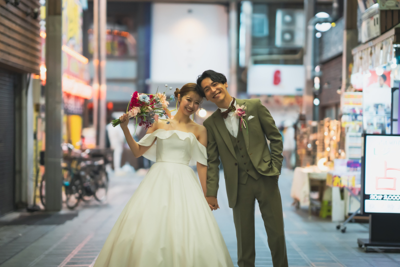 【南大阪*堺東商店街】洋装×ロケーションフォト◆衣装・ヘアメイク・ブーケ・全データ付き