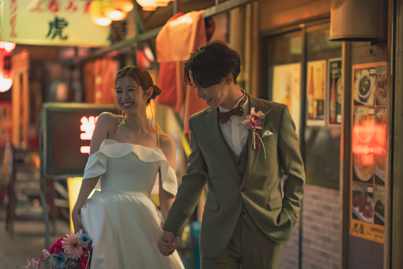 【南大阪*堺東商店街】洋装×ロケーションフォト◆衣装・ヘアメイク・ブーケ・全データ付き