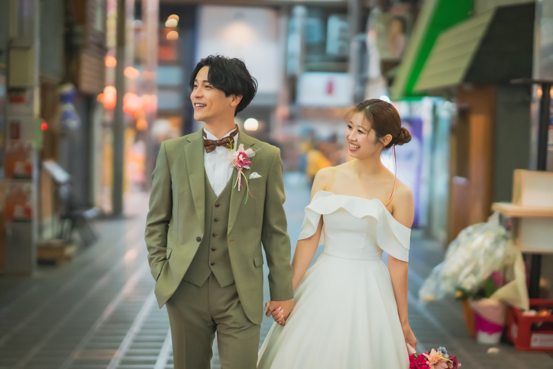 【南大阪*堺東商店街】洋装×ロケーションフォト◆衣装・ヘアメイク・ブーケ・全データ付き