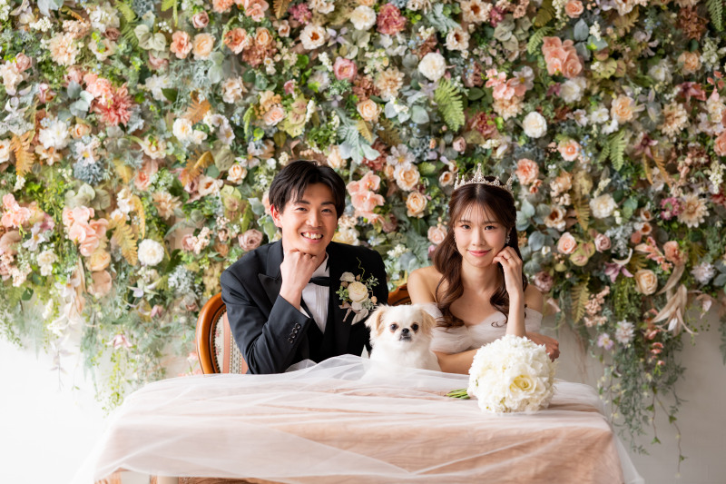 ワンちゃんとテーブルフォト