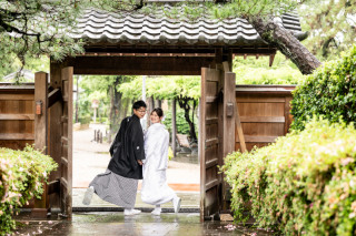 【中村公園・記念館】しっとりと雨上がりの公園で和装フォトウェディング