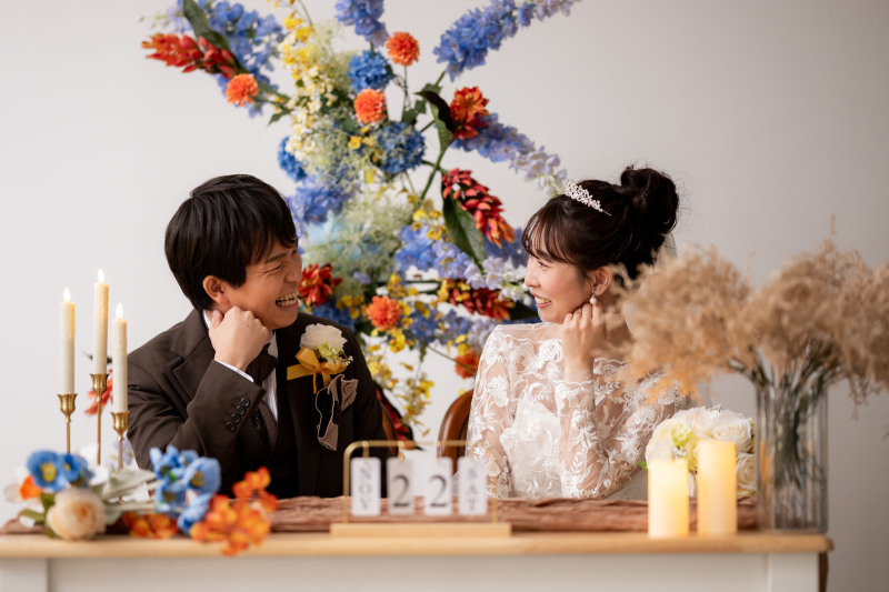 【季節・天候気にしない！】スタジオ洋装２着でナチュラルカットから挙式風撮影も♪