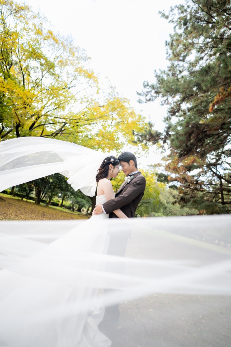 ベールを使ったおでこ合わせカット