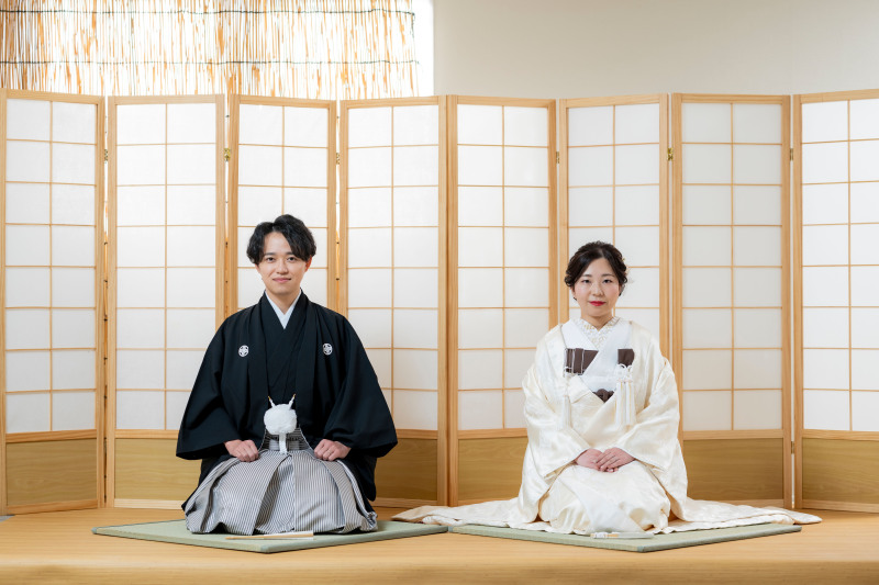 和装の定番お座りカットからスタートです！