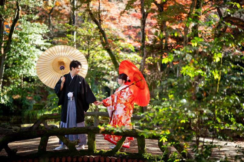 公園内の橋でエスコートカット