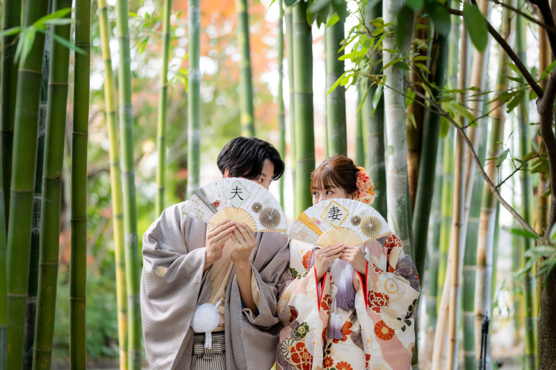 竹林で撮影アイテムを使って撮影♪