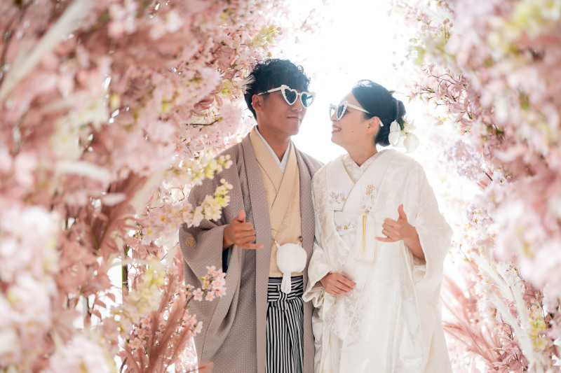 桜のトンネルに移動して