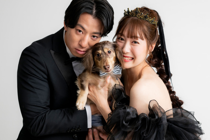 愛犬と３人で！顔寄せ合って