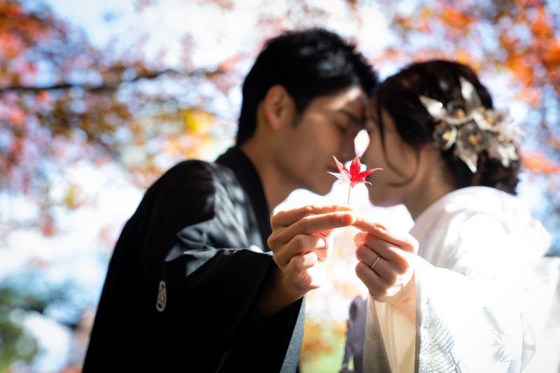 紅葉を使ってイメージカット撮影