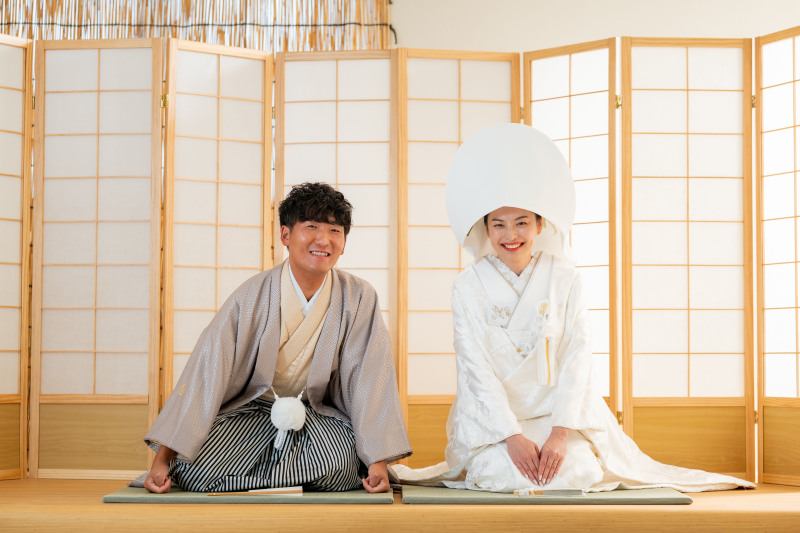 最後は綿帽子でお座りカット♡