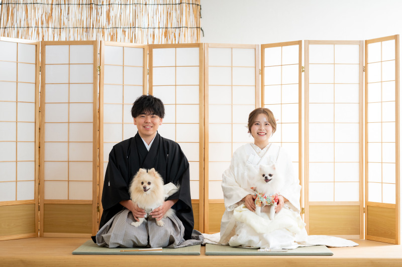 和装２着でワンちゃんと撮影スタートです！