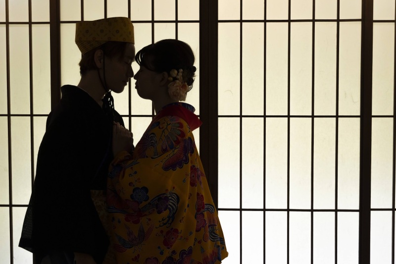 琉球家屋のスタジオでの屋内撮影