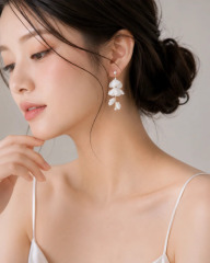 シフォンフラワーピアス