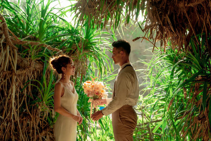 葉っぱに囲まれた秘密基地