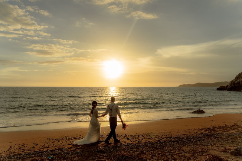 最後は美しい夕日と