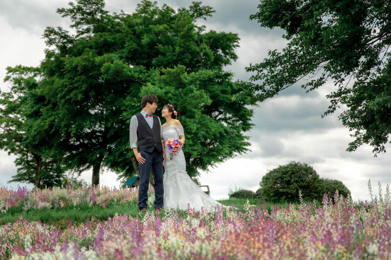 お花畑のカラフル前撮り