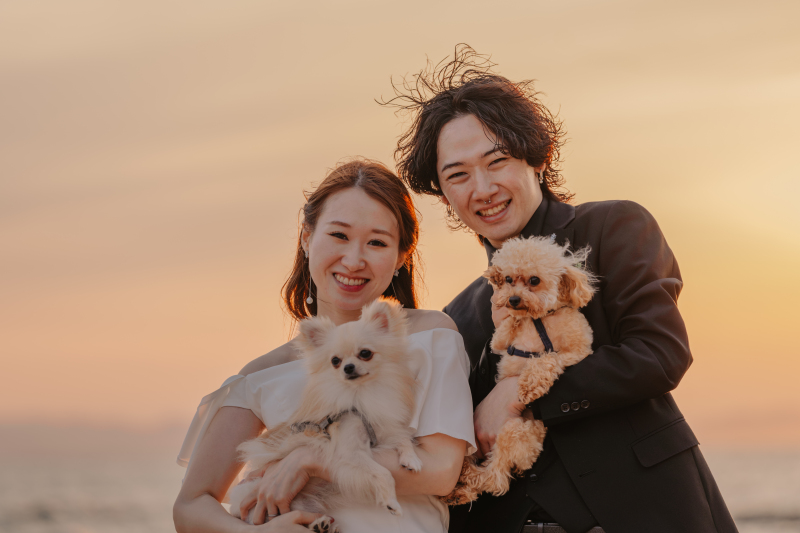 わんちゃんもいっしょに！野間灯台前撮り