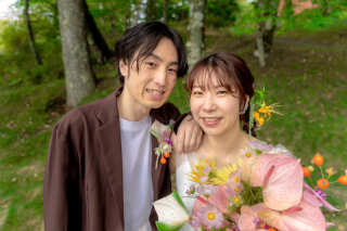 緑豊かな山中湖での前撮り