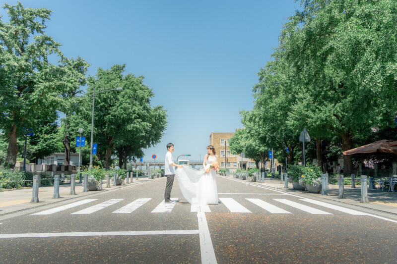 横断歩道を歩きながら♪