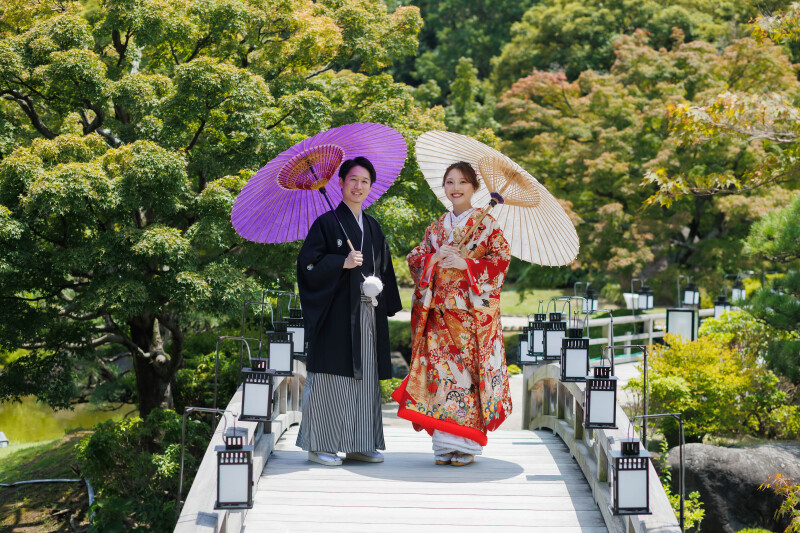 橋の上の晴れ姿