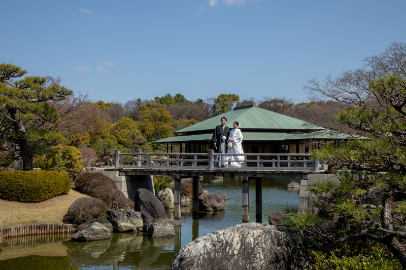 庭園に映える和装