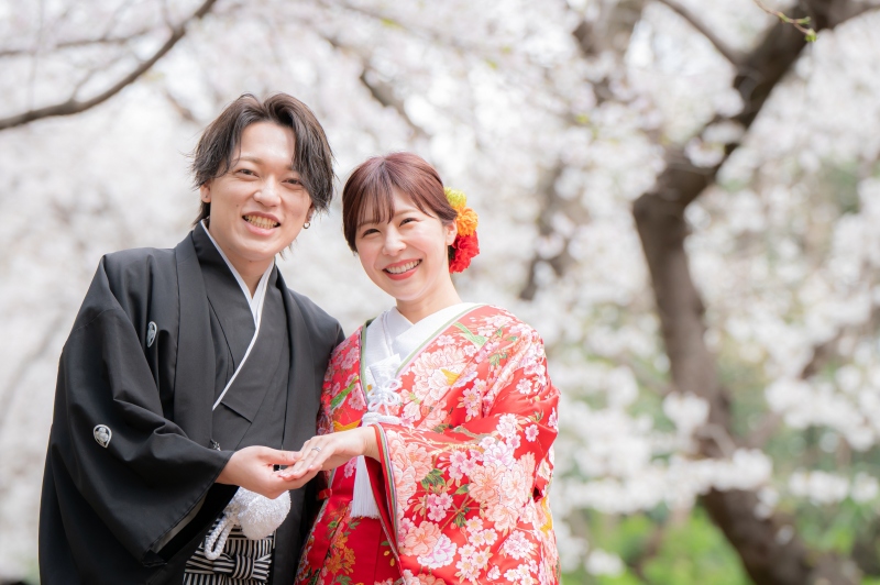 桜が綺麗な大阪城公園での撮影