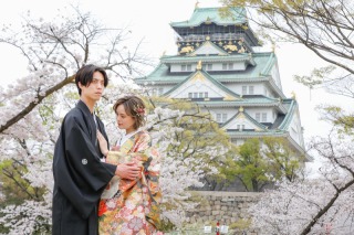 ≪桜割り≫【大阪城】での和装桜撮影が88,000円