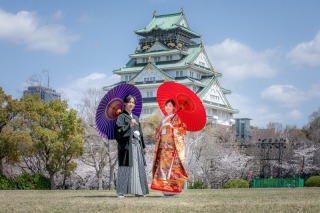 華雅苑 大阪店_PICKUP！大阪城の和装【桜】撮影