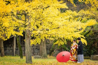 紅葉キャンペーン！！12/15迄の撮影★新婦衣裳２着【紅葉大阪城とスタジオで撮影】・データ100枚付※衣装差額なし72,000円