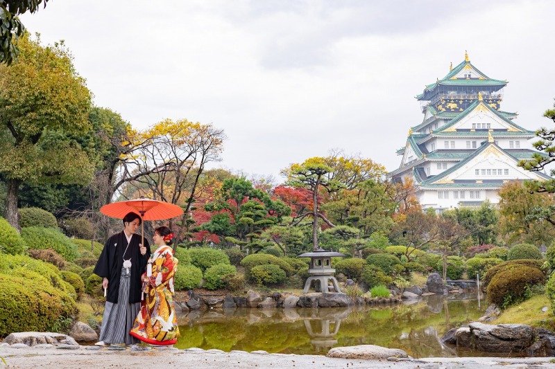 紅葉キャンペーン！！12/15迄の撮影★新婦衣裳２着【紅葉大阪城とスタジオで撮影】・データ100枚付※衣装差額なし72,000円