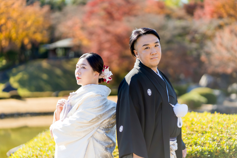 秋晴れの庭園で