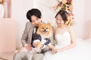 ペットと洋装スタジオ撮影