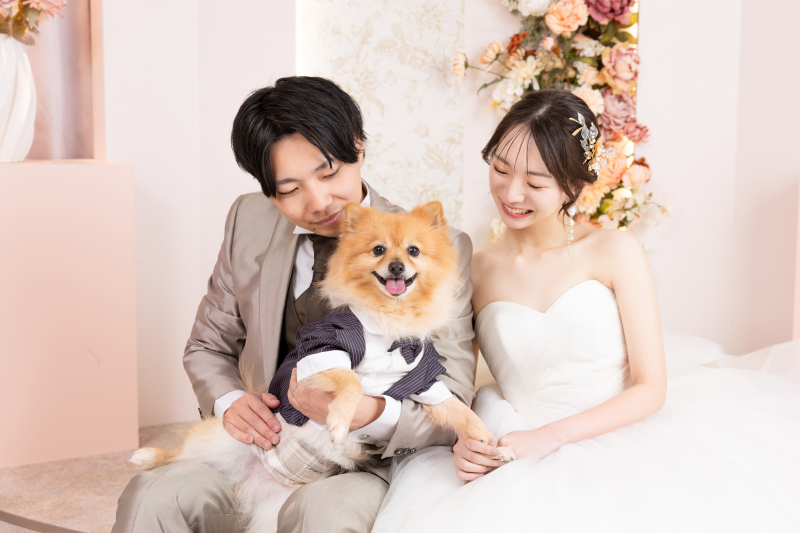 ペットと洋装スタジオ撮影