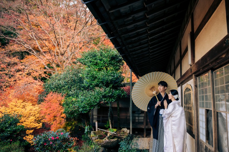 紅葉に寄り添うふたり