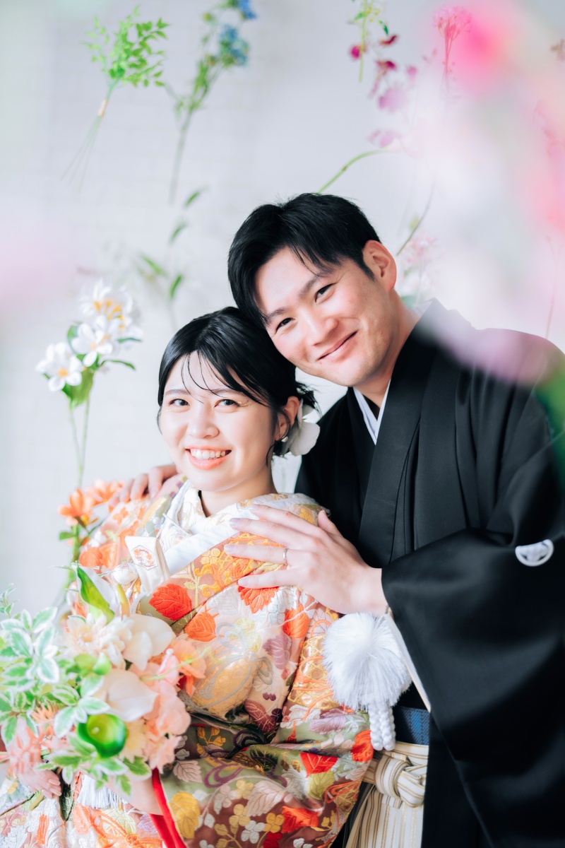 お花に囲まれたスタジオ美千花撮影