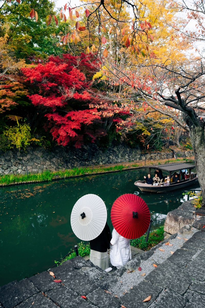 紅葉映える八幡堀散策