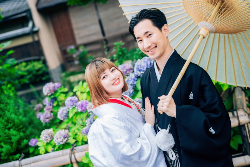 季節の花紫陽花と一緒に