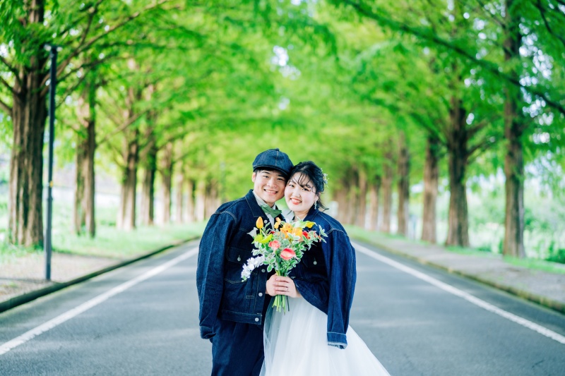 【アルバム付】滋賀メタセコイア並木撮影プラン+スタジオ撮影特典《魔法の美肌・細見えレタッチ付》200枚