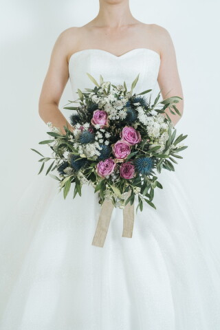 生花ブーケ【モーブくすみ系のクラッチブーケ】※事前申込商品