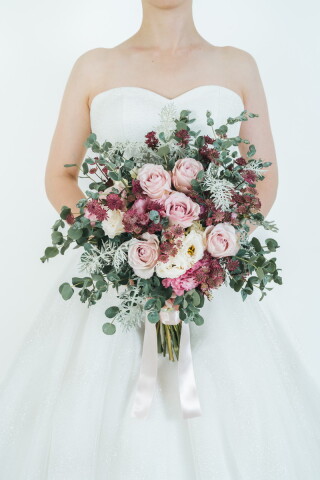 生花ブーケ【ピンク系のクラッチブーケ】※事前申込商品※