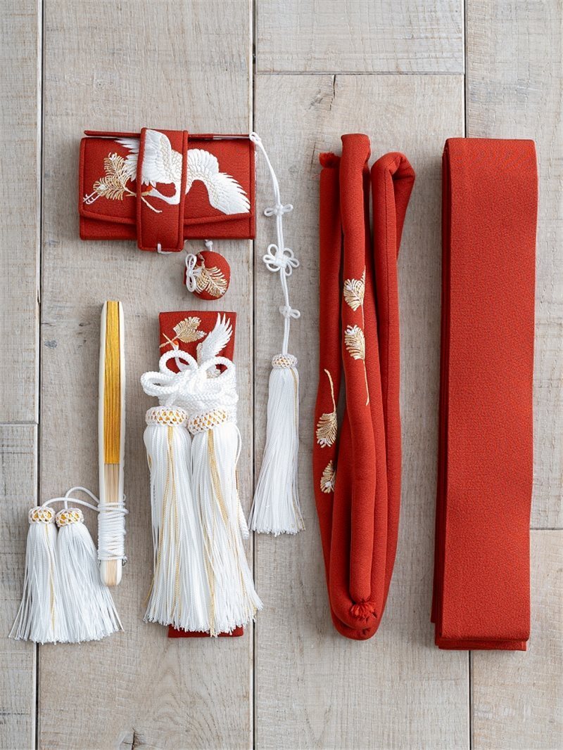 和装小物五点セット　紅樺（べにかば）